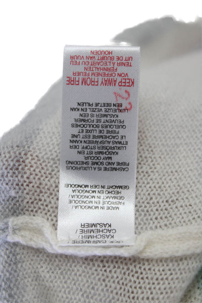 Brodie Womens Scoop Neck Striped Cashmere Sweater White Multi Size Small