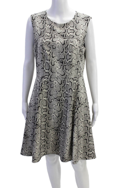 Nanette Lepore Womens Back Zip Scoop Neck Snakeskin Printed Dress Gray Size 8