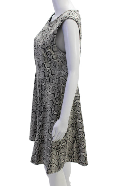 Nanette Lepore Womens Back Zip Scoop Neck Snakeskin Printed Dress Gray Size 8