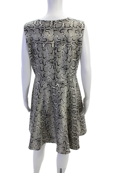 Nanette Lepore Womens Back Zip Scoop Neck Snakeskin Printed Dress Gray Size 8