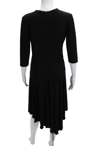 Nicole Miller Womens Back Zip Half Sleeve V Neck Knit Dress Black Size 6