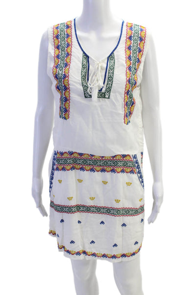 Tolani Womens Sleeveless Keyhole Embroidered Mini Dress White Multi Size Small
