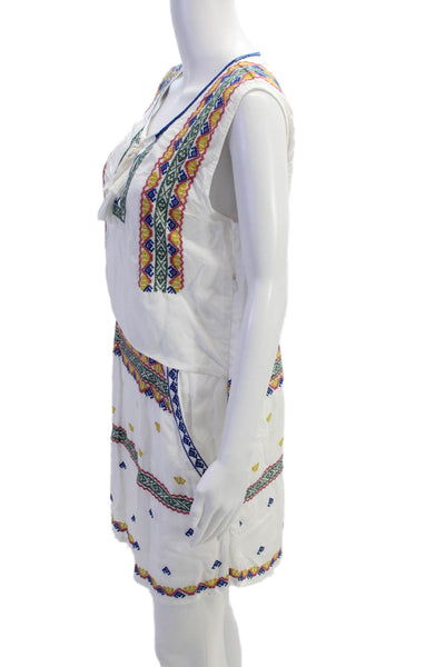 Tolani Womens Sleeveless Keyhole Embroidered Mini Dress White Multi Size Small