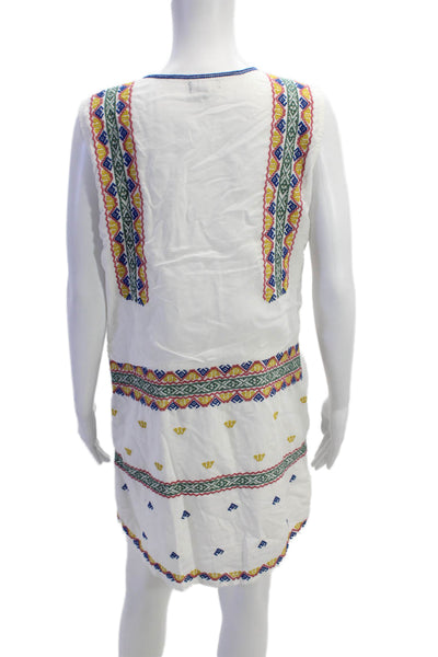 Tolani Womens Sleeveless Keyhole Embroidered Mini Dress White Multi Size Small