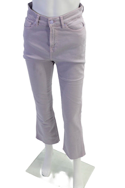 7 For All Mankind Womens High Waisted Raw Hem Bootcut Jeans Lilac Size 26