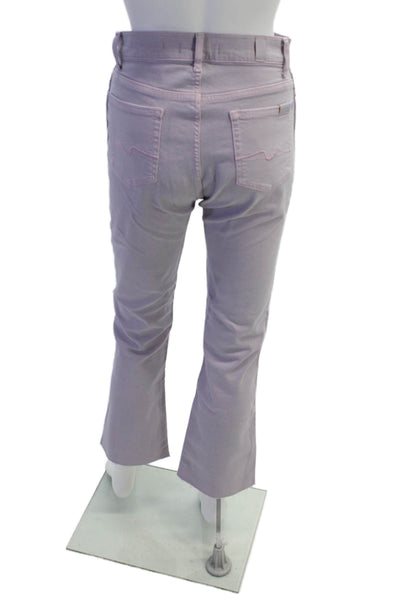 7 For All Mankind Womens High Waisted Raw Hem Bootcut Jeans Lilac Size 26