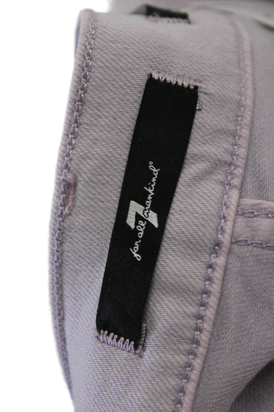 7 For All Mankind Womens High Waisted Raw Hem Bootcut Jeans Lilac Size 26