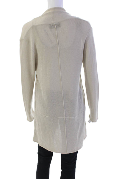 Wooden Ships Womens Long Sleeves Wrap Sweater Light Beige Cotton Size Medium