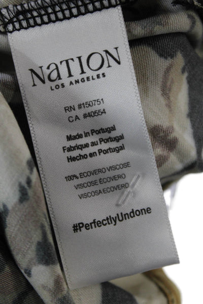 Nation Los Angeles Womens Floral Print Blouse Black Brown Size Extra Small