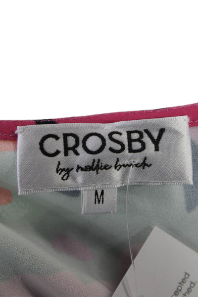 Crosby By Mollie Burch Womens Abstract Floral V-Neck Blouse Multicolor Size M