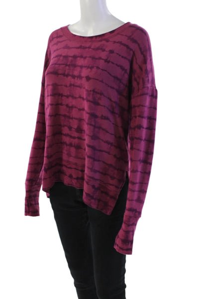 Athleta Womens Cotton Round Neck Long Sleeve Knit Camo Print Sweater Pink Size M