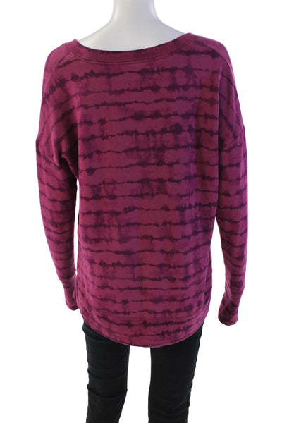Athleta Womens Cotton Round Neck Long Sleeve Knit Camo Print Sweater Pink Size M