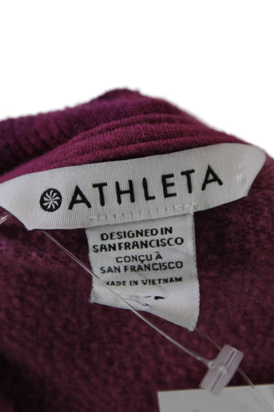 Athleta Womens Cotton Round Neck Long Sleeve Knit Camo Print Sweater Pink Size M