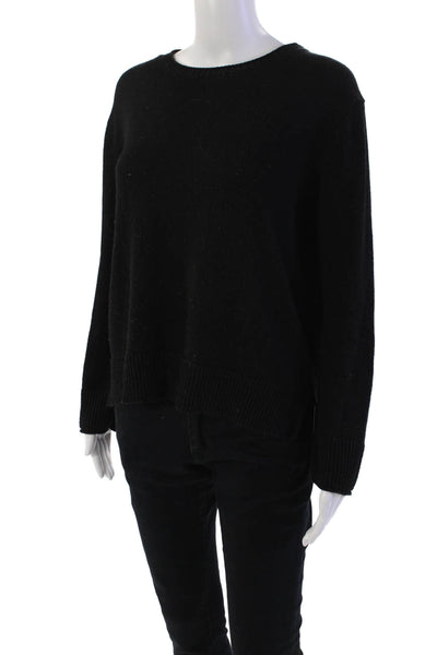 Ella Moss Womens Long Sleeve Scoop Neck Side Slit Sweater Black Size Extra Small