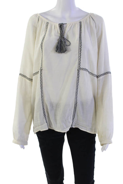 Velvet by Graham & Spencer Womens Long Sleeve Embroidered Tunic White Size L