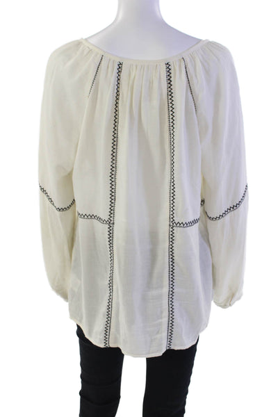Velvet by Graham & Spencer Womens Long Sleeve Embroidered Tunic White Size L