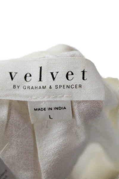 Velvet by Graham & Spencer Womens Long Sleeve Embroidered Tunic White Size L