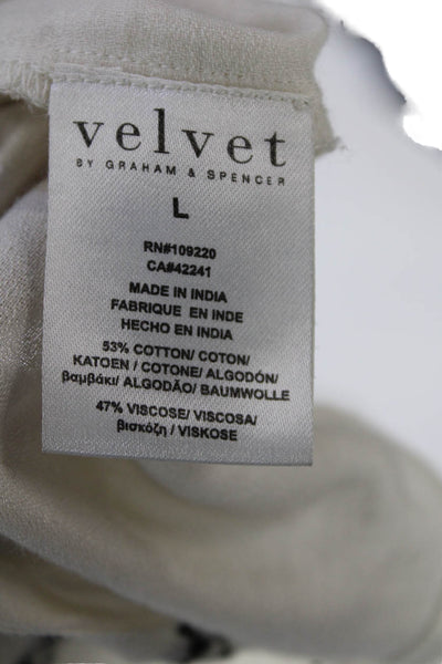 Velvet by Graham & Spencer Womens Long Sleeve Embroidered Tunic White Size L