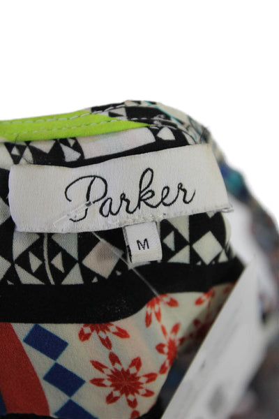 Parker Womens Silk Round Neck Sleeveless Pattern Print Tank Top Multi Size L