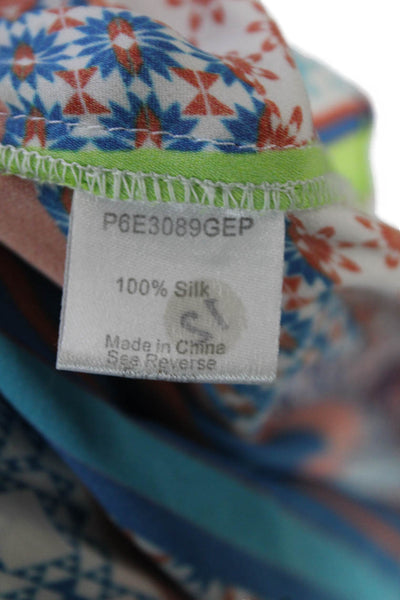 Parker Womens Silk Round Neck Sleeveless Pattern Print Tank Top Multi Size L