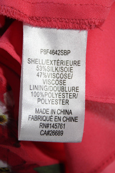 Parker Womens Textured Sleeveless Halter Top Floral Blouse Pink Size L