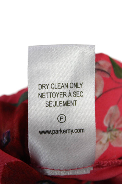 Parker Womens Textured Sleeveless Halter Top Floral Blouse Pink Size L