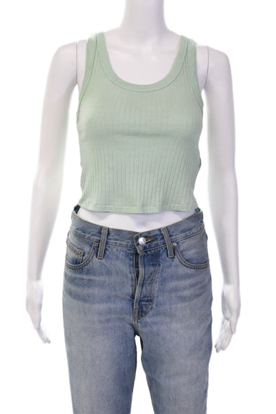IRO Womens Emma Ribbed Scoop Neck Crop Tank Top Mint Size XS