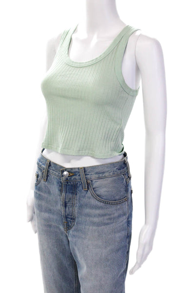 IRO Womens Emma Ribbed Scoop Neck Crop Tank Top Mint Size XS