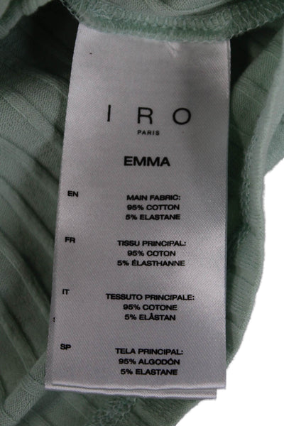 IRO Womens Emma Ribbed Scoop Neck Crop Tank Top Mint Size XS