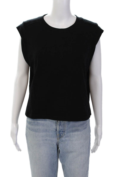 Nation Los Angeles Womens Sleeveless Solid Stretch Crop Tank Top Black Size XL