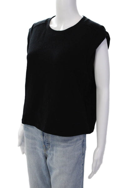 Nation Los Angeles Womens Sleeveless Solid Stretch Crop Tank Top Black Size XL