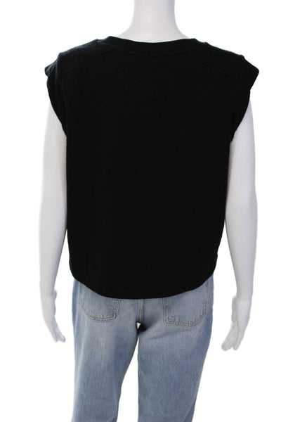 Nation Los Angeles Womens Sleeveless Solid Stretch Crop Tank Top Black Size XL
