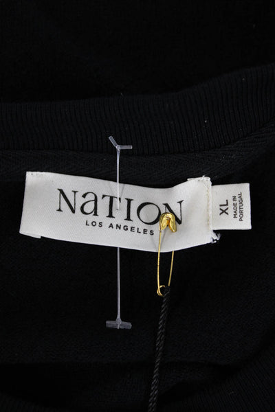 Nation Los Angeles Womens Sleeveless Solid Stretch Crop Tank Top Black Size XL