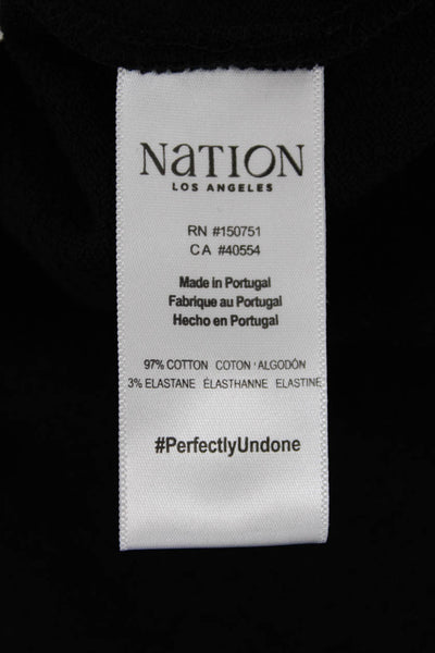Nation Los Angeles Womens Sleeveless Solid Stretch Crop Tank Top Black Size XL