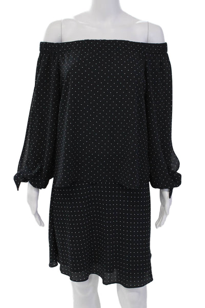 Bailey 44 Womens 2 Piece Off Shoulder Polka Dot Blouse Skirt Set Blue Size M