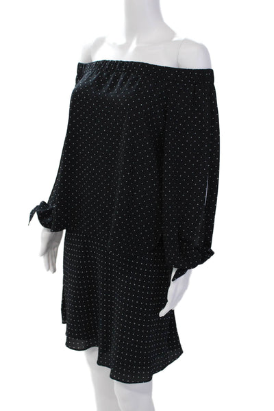 Bailey 44 Womens 2 Piece Off Shoulder Polka Dot Blouse Skirt Set Blue Size M