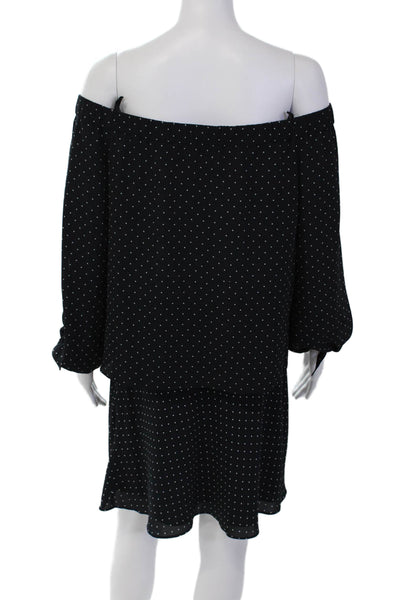 Bailey 44 Womens 2 Piece Off Shoulder Polka Dot Blouse Skirt Set Blue Size M