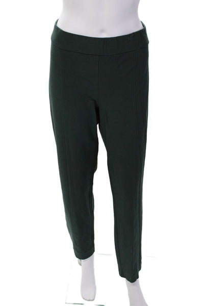Eileen Fisher Womens Elastic Waist PLeated Straight Leg Pants Green Size L
