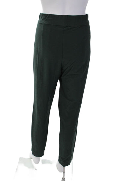 Eileen Fisher Womens Elastic Waist PLeated Straight Leg Pants Green Size L