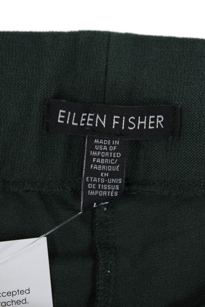 Eileen Fisher Womens Elastic Waist PLeated Straight Leg Pants Green Size L