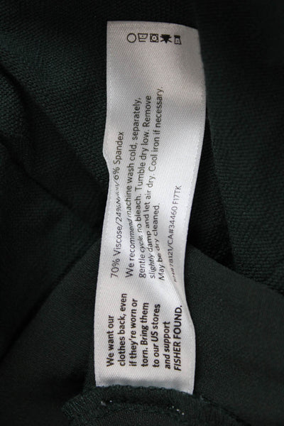 Eileen Fisher Womens Elastic Waist PLeated Straight Leg Pants Green Size L