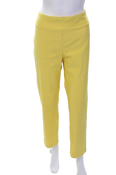 J. Mclaughlin Womens Solid Flat Front Straight Leg Pants Yellow Size 14