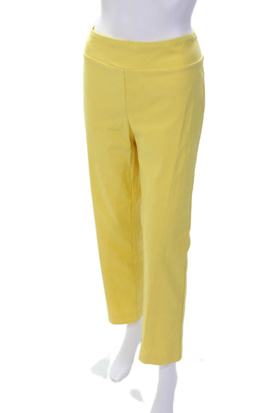 J. Mclaughlin Womens Solid Flat Front Straight Leg Pants Yellow Size 14