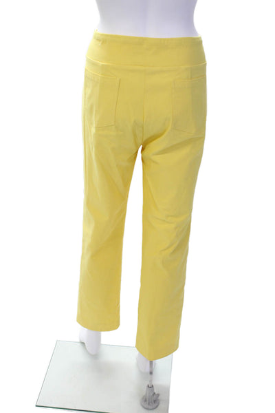 J. Mclaughlin Womens Solid Flat Front Straight Leg Pants Yellow Size 14