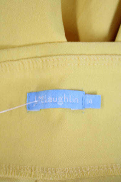J. Mclaughlin Womens Solid Flat Front Straight Leg Pants Yellow Size 14
