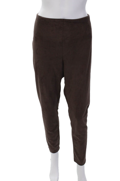 Lysse Womens Faux Suede High Rise Ankle Leggings Brown Size XL