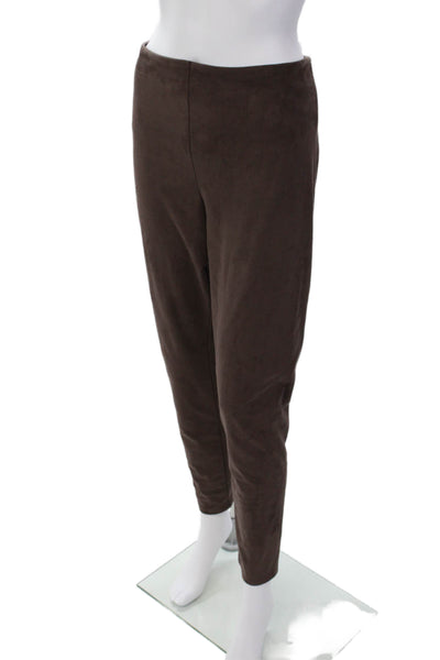 Lysse Womens Faux Suede High Rise Ankle Leggings Brown Size XL