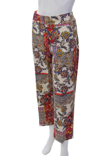 Avenue Montaigne Womens Floral Print Flat Front Slim Fit Pants Red Multi Size 14
