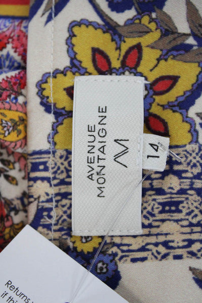 Avenue Montaigne Womens Floral Print Flat Front Slim Fit Pants Red Multi Size 14