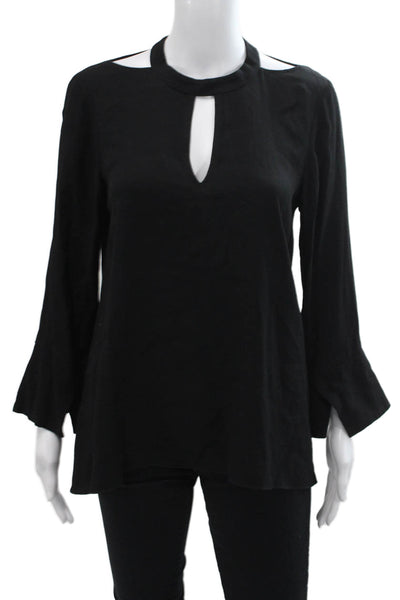 Alice And Trixie Womens Round Neck Long Sleeve Blouse Top Black Size S
